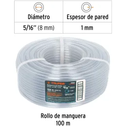 Mangueras de Nivel 5/16" x100m Truper 19861 Truper-Mangueras de Nivel 5/16" x100m Truper 19861 Fabricada en PVC flexible transpa