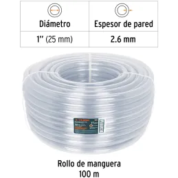 Mangueras Industrial 1" x100m Truper 19871 Truper-Mangueras Industrial 1" x100m Truper 19871 Fabricada en PVC flexible transpare