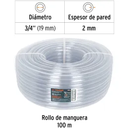 Mangueras Industrial 3/4" x100m Truper 19870 Truper-Mangueras Industrial 3/4" x100m Truper 19870 Fabricada en PVC flexible trans