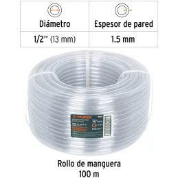Mangueras Industrial 1/2" x100m Truper 19868 Truper-Manguera Industrial 1/2" Espesor 1.5mm, 100 Metros Peso 8.4Kg, MAN-1/2I 1986