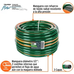 Mangueras 1" x50m 3Capas Reforzadas Truper 19857 Truper-Mangueras 1" x50m 3Capas Reforzadas Truper 19857 Manguera reforzadas de 