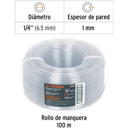Mangueras Industrial 1/4" x100m Truper 19865 Truper-Mangueras Industrial 1/4" x100m Truper 19865 Fabricada en PVC flexible trans