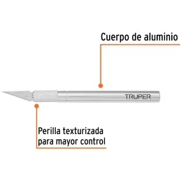 Cuchilla Exacto Profesional EnAluminio MangoABS Texturizado, Cortes Finos y Precisos, EXA-6 16969 Truper Truper-Cuchilla Exacto 