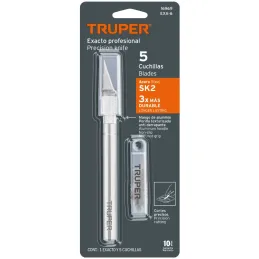 Cuchilla Exacto Profesional EnAluminio MangoABS Texturizado, Cortes Finos y Precisos, EXA-6 16969 Truper Truper-Cuchilla Exacto 