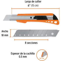 Cutter 6" 18mm con alma Metalica 3NavajasSK4, Truper CUT-6 16974 Truper-Cutter 6" 18mm con alma Metalica 3NavajasSK4, Truper CUT