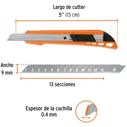 Cutter 5" 9mm Plastico con AlmaMetalica 3NavajaSK4, Truper CUT-5 16968 Truper-Cutter 5" 9mm Plastico con AlmaMetalica 3NavajaSK4