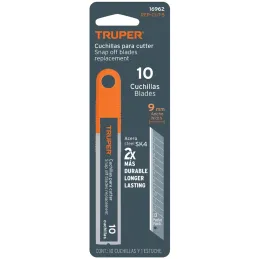 Cuchillas de repuesto 9mm 10u SK4 Navaja cutters 16971 16968 22403 Truper 16962 Truper-Cuchillas de repuesto 9mm 10u SK4 Navaja 