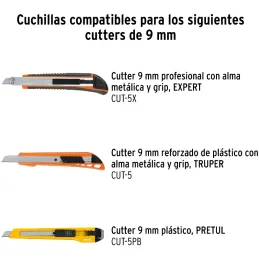 Cuchillas de repuesto 9mm 10u SK4 Navaja cutters 16971 16968 22403 Truper 16962 Truper-Cuchillas de repuesto 9mm 10u SK4 Navaja 