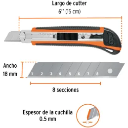 Cutter 6" 18mm Profesional con AlmaMetalica y Grip 3NavajaSK4, Truper CUT-6XX 16977 Truper-Cutter 6" 18mm Profesional con AlmaMe