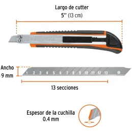 Cutter 5" 9mm Profesional con AlmaMetalica y Grip 3NavajaSK4, Truper CUT-5X 16971 Truper-Cutter 5" 9mm Profesional con AlmaMetal