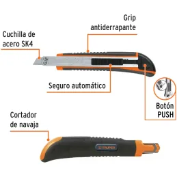Cutter 5" 9mm Profesional con AlmaMetalica y Grip 3NavajaSK4, Truper CUT-5X 16971 Truper-Cutter 5" 9mm Profesional con AlmaMetal