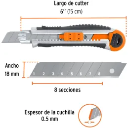 Cutter 6" 18mm AlmaMetalica y Grip Uso Pesado 5NavajasSK2, Truper CUT-6XX 16976 Truper-Cutter 6" 18mm AlmaMetalica y Grip Uso Pe