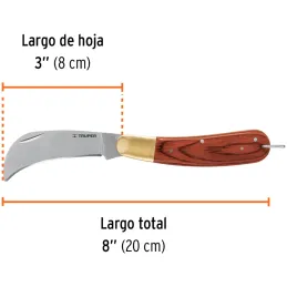 Navaja Abatible Universal 8", acero inoxidable, Mango de Madera, NEL-8 18539 Truper Truper-Navaja Abatible Universal 8", acero i