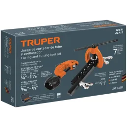 Juego de Cortador de Tubo y Avellanador, con estuche de Plastico, JCA-3 12871 Truper Truper-Juego de Cortador de Tubo y Avellana