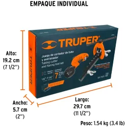 Juego de Cortador de Tubo y Avellanador, con estuche de Plastico, JCA-3 12871 Truper Truper-Juego de Cortador de Tubo y Avellana