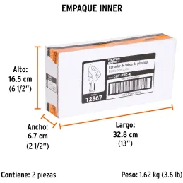 Cortador de Tubo PVC Profesional Corte 2 1/2", Cuerpo de Aluminio, cuchilla de Acero Inoxidable, COT-PVC-X 12867 Truper Truper-C