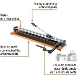 Cortador de Mayolica con Rodaje Corte 66cm, Riel de Acero Solido, Mango Ergonomico, CAZ-66B 16783 Truper Truper-Cortador de Mayo