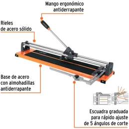 Cortador de Mayolica con Rodaje Corte 60cm, Riel de Acero Solido, Mango Ergonomico, CAZ-60B 12931 Truper Truper-Cortador de Mayo