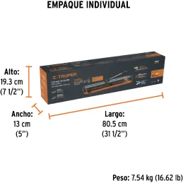 Cortador de Mayolica con Rodaje Corte 60cm, Riel de Acero Solido, Mango Ergonomico, CAZ-60B 12931 Truper Truper-Cortador de Mayo