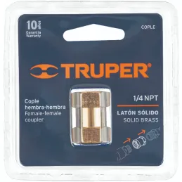 Acople Tipo FF Hembra a Hembra de Laton, Cuerda 1/4 NPT, COPLE 19025 Truper Truper-Acople Tipo FF Hembra a Hembra de Laton, Cuer