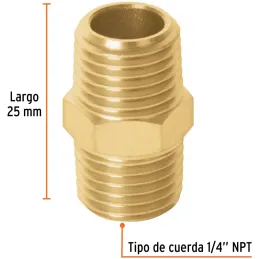 Niple Tipo mm de Laton, Cuerda 1/4 NPT, NIPLE 19024 Truper Truper-Niple Tipo mm de Laton, Cuerda 1/4 NPT, NIPLE 19024 Truper Fab