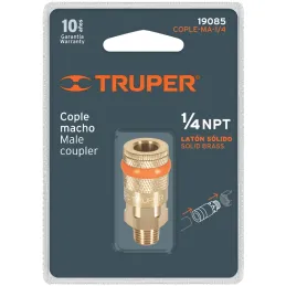 Acoples Rapido de Laton Macho, Cuerda 1/4 NPT, COPLE-MA-1/4 19085 Truper Truper-Acoples Rapido de Laton Macho, Cuerda 1/4 NPT, C