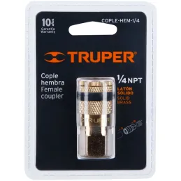 Acoples Rapido de Laton Hembra, Cuerda 1/4 NPT, COPLE-HEM-1/4 19084 Truper Truper-Acoples Rapido de Laton Hembra, Cuerda 1/4 NPT