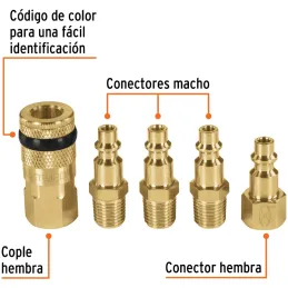 Juego de Acople F y Conectores de Laton 5 Piezas, Conexion Rapida, 1/4 NPT, CORAL-5 19081 Truper Truper-Juego de Acople F y Cone