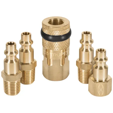 Juego de Acople F y Conectores de Laton 5 Piezas, Conexion Rapida, 1/4 NPT, CORAL-5 19081 Truper Truper-Juego de Acople F y Cone