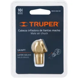 Cabeza Infladora de Llantas Macho, Fabricada en Laton, 1/4 NPT, BOCH-MA-1/4 19087 Truper Truper-Cabeza Infladora de Llantas Mach