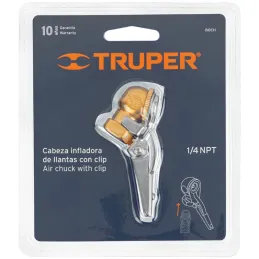 Cabeza Infladora de Llantas con Clip Hembra, Click para fijar valvula al Pivote, 1/4 NPT, BOCH 19026 Truper Truper-Cabeza Inflad