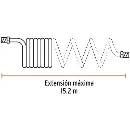 Manguera tipo Resorte 1/4" Conexion Macho 1/4 NPT, Longitud 15.2 m, MAN-RES-1/4X50 19075 Truper Truper-Manguera tipo Resorte 1/4