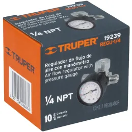 Regulador de Aire, Presion Max 160 PSI, 3 escalas de Medicion, 1/4 NPT, REGU-1/4 19239 Truper Truper-Regulador de Aire, Presion 