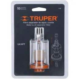 Filtro Separador de Agua y Aceite, Cuerpo de Aluminio, Maxima 120PSI, FISE 19027 Truper Truper-Filtro Separador de Agua y Aceite
