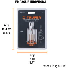 Filtro Separador de Agua y Aceite, Cuerpo de Aluminio, Maxima 120PSI, FISE 19027 Truper Truper-Filtro Separador de Agua y Aceite