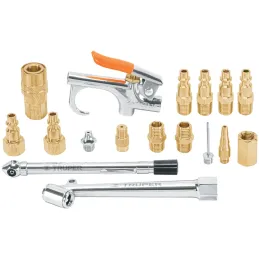 Juego de 17 accesorios neumaticos, para Limpiar, Inflar y Calibrar, 1/4 NPT, Conexion Rapida, JAN-17 19022 Truper Truper-Juego d