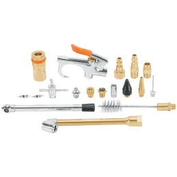 Juego de 18 accesorios neumaticos, para Limpiar, Inflar y Calibrar, 1/4 NPT, Conexion Rapida, JAN-18 19079 Truper Truper-Juego d
