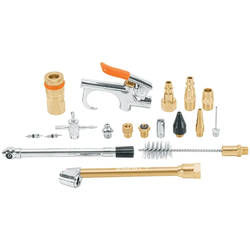 Juego de 18 accesorios neumaticos, para Limpiar, Inflar y Calibrar, 1/4 NPT, Conexion Rapida, JAN-18 19079 Truper Truper-Juego d