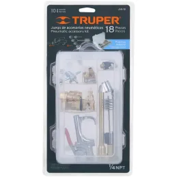 Juego de 18 accesorios neumaticos, para Limpiar, Inflar y Calibrar, 1/4 NPT, Conexion Rapida, JAN-18 19079 Truper Truper-Juego d