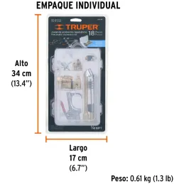 Juego de 18 accesorios neumaticos, para Limpiar, Inflar y Calibrar, 1/4 NPT, Conexion Rapida, JAN-18 19079 Truper Truper-Juego d