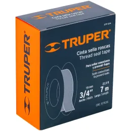 Teflon Sella Roscas 3/4" x7m E0.075mm sellar y prevenir fugas Truper 12521 Truper-Teflon Sella Roscas 3/4" x7m E0.075mm sellar y