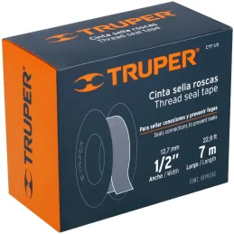 Teflon Sella Roscas 1/2" x7m E0.075mm Sellar y prevenir fugas Truper 12520 Truper-Teflon Sella Roscas 1/2" x7m E0.075mm Sellar y