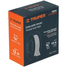 Teflon Sella Roscas 3/4" x13m E0.075mm sellar y prevenir fugas Truper 12513 Truper-Teflon Sella Roscas 3/4" x13m E0.075mm sellar