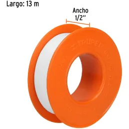 Teflon Sella Roscas 1/2" x13m E0.075mm sellar y prevenir fugas Truper 12512 Truper-Teflon Sella Roscas 1/2" x13m E0.075mm sellar