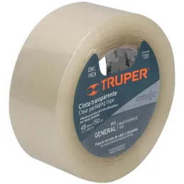 Cintas de Embalaje Transparente 48mm x150m Adhesivo acrilico E0.050mm Truper 12557 Truper-Cintas de Embalaje Transparente 48mm x