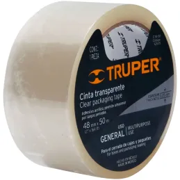 Cintas de Embalaje Transparente 48mm x50m Adhesivo acrilico E0.050mm Truper 12555 Truper-Cintas de Embalaje Transparente 48mm x5