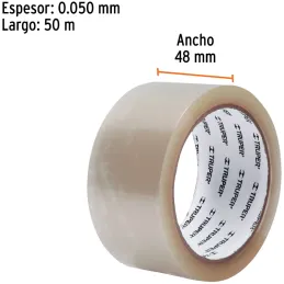 Cintas de Embalaje Transparente 48mm x50m Adhesivo acrilico E0.050mm Truper 12555 Truper-Cintas de Embalaje Transparente 48mm x5
