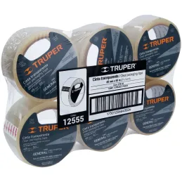 Cintas de Embalaje Transparente 48mm x50m Adhesivo acrilico E0.050mm Truper 12555 Truper-Cintas de Embalaje Transparente 48mm x5