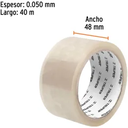 Cintas de Embalaje Transparente 48mm x40m Adhesivo acrilico E0.050mm, Truper 12551 Truper-Cintas de Embalaje Transparente 48mm x