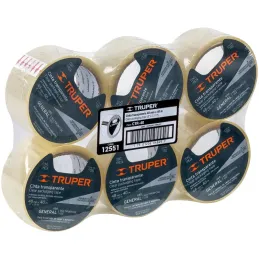 Cintas de Embalaje Transparente 48mm x40m Adhesivo acrilico E0.050mm, Truper 12551 Truper-Cintas de Embalaje Transparente 48mm x